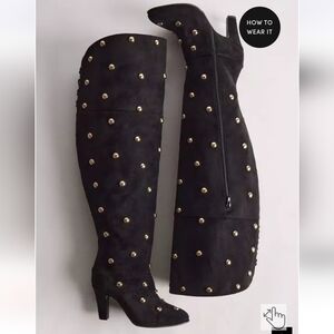 SOLD On Ebay - New! 13W [Torrid] Black Over-the-Knee Diva Boots with Gold Studs